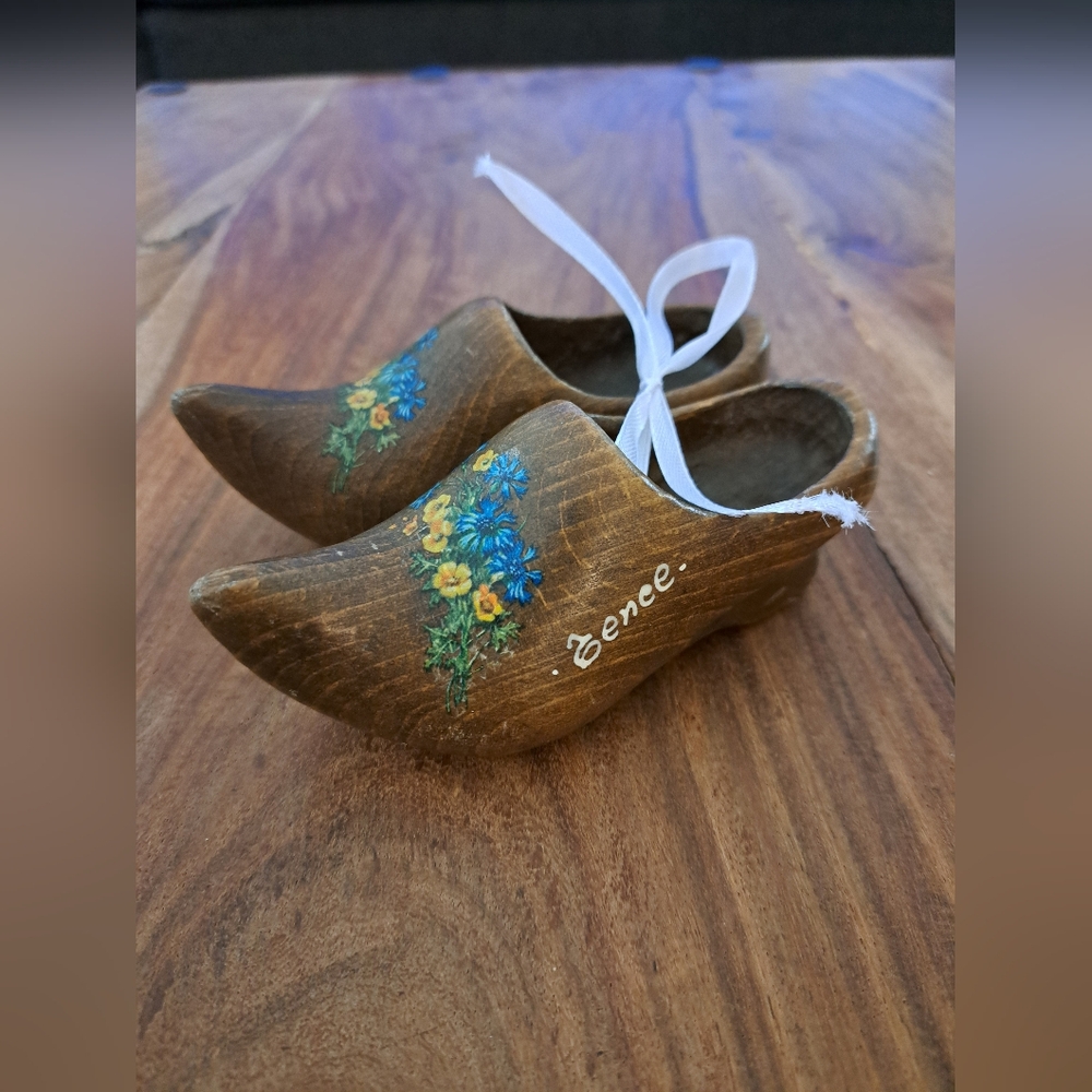 Cute pair of minitature souvenir wooden clogs,